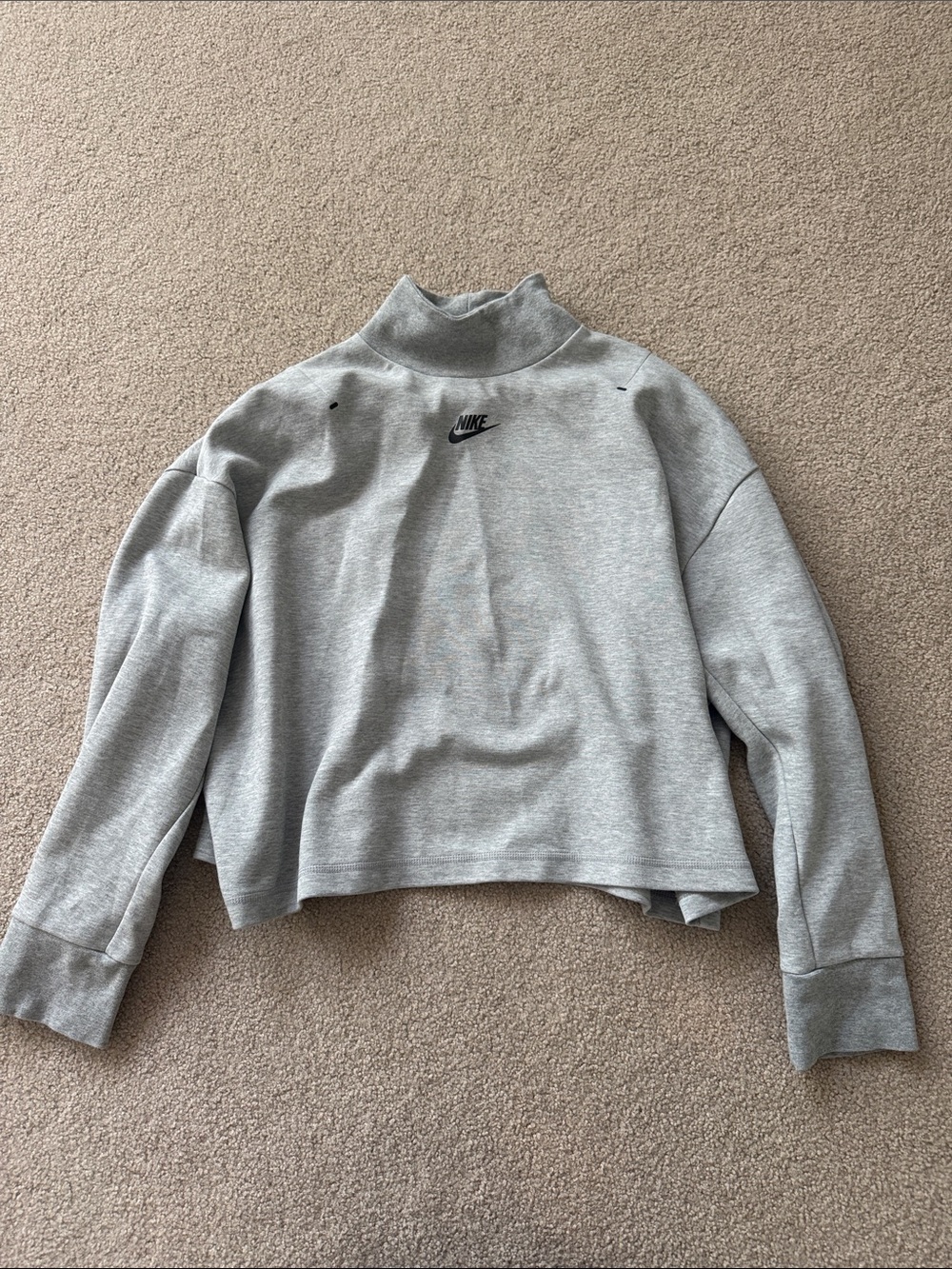 Nike Light Gray Cropped Funnel Neck Pullover
